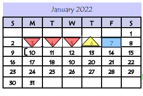 District School Academic Calendar for Diaz-Villarreal Elementary School for January 2022