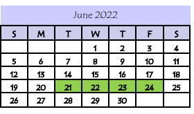 District School Academic Calendar for Eligio Kika De La Garza Elementary for June 2022