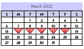 District School Academic Calendar for Diaz-Villarreal Elementary School for March 2022