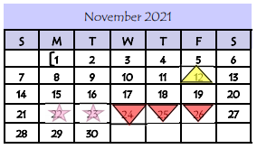 District School Academic Calendar for Diaz-Villarreal Elementary School for November 2021