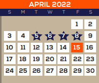 District School Academic Calendar for Galveston Co J J A E P for April 2022