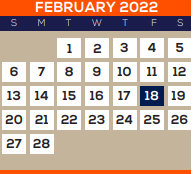 District School Academic Calendar for Galveston Co J J A E P for February 2022