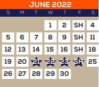 District School Academic Calendar for Early Childhood Learning Center for June 2022