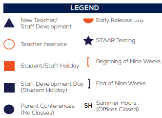 District School Academic Calendar Legend for Early Childhood Learning Center
