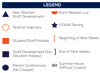 District School Academic Calendar Legend for La Marque Middle