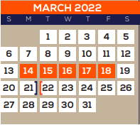 District School Academic Calendar for Galveston Co J J A E P for March 2022