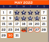 District School Academic Calendar for La Marque Middle for May 2022