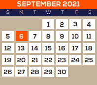 District School Academic Calendar for Early Childhood Learning Center for September 2021