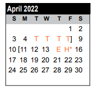 District School Academic Calendar for Jennie Reid Elementary for April 2022