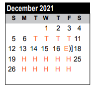District School Academic Calendar for Harris County Juvenile Probation for December 2021