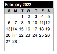 District School Academic Calendar for La Porte High School for February 2022