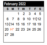 District School Academic Calendar for Baker Junior High for February 2022