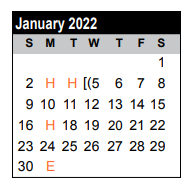 District School Academic Calendar for Elementary Campus #7 for January 2022
