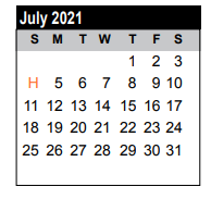 District School Academic Calendar for College Park Elementary for July 2021