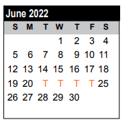 District School Academic Calendar for College Park Elementary for June 2022