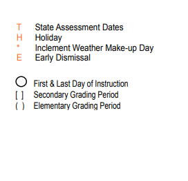 District School Academic Calendar Legend for La Porte High School