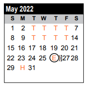 District School Academic Calendar for Elementary Campus #7 for May 2022