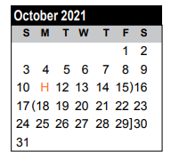 District School Academic Calendar for Leo Rizzuto Elementary for October 2021