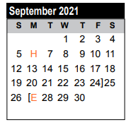 District School Academic Calendar for High Point Alter for September 2021