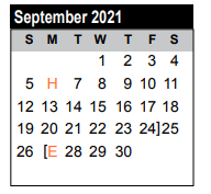 District School Academic Calendar for Harris County Juvenile Probation for September 2021