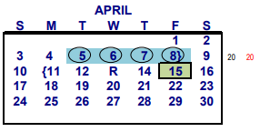 District School Academic Calendar for Success Program for April 2022
