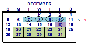 District School Academic Calendar for Success Program for December 2021