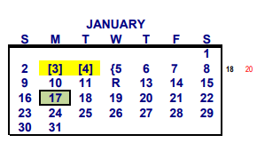 District School Academic Calendar for Bill Logue Juvenile Justice Ctr for January 2022