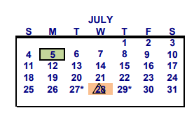 District School Academic Calendar for Success Program for July 2021