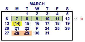 District School Academic Calendar for La Vega Primary School for March 2022