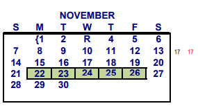 District School Academic Calendar for Challenge Academy for November 2021