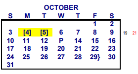 District School Academic Calendar for Success Program for October 2021