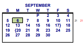 District School Academic Calendar for La Vega Primary School for September 2021