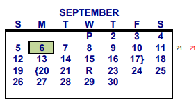 District School Academic Calendar for Challenge Academy for September 2021