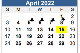 District School Academic Calendar for La Vernia Junior High School for April 2022