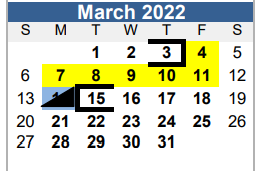 District School Academic Calendar for Floresville Alternative for March 2022