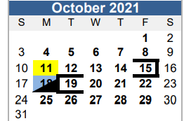 District School Academic Calendar for La Vernia Elementary for October 2021