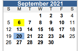 District School Academic Calendar for Floresville Alternative for September 2021
