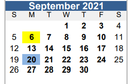 District School Academic Calendar for Floresville Choice Program for September 2021