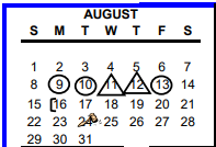 District School Academic Calendar for Virginia Allred Stacey Jr/sr H S for August 2021