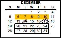 District School Academic Calendar for Virginia Allred Stacey Jr/sr H S for December 2021