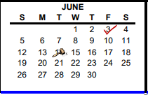 District School Academic Calendar for Virginia Allred Stacey Jr/sr H S for June 2022