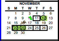 District School Academic Calendar for Virginia Allred Stacey Jr/sr H S for November 2021