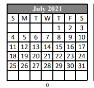 District School Academic Calendar for N. P. Moss Middle School for July 2021