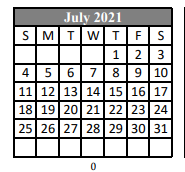 District School Academic Calendar for N. P. Moss Annex for July 2021