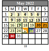 District School Academic Calendar for Evangeline Elementary School for May 2022