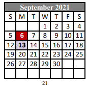 District School Academic Calendar for O. Comeaux High School for September 2021