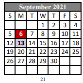 District School Academic Calendar for Broussard Middle School for September 2021