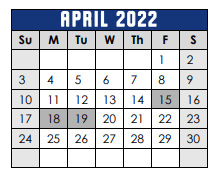 District School Academic Calendar for Lago Vista High School for April 2022