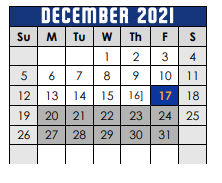 District School Academic Calendar for Lago Vista Elementary School for December 2021