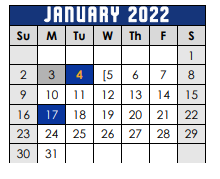 District School Academic Calendar for Lago Vista High School for January 2022